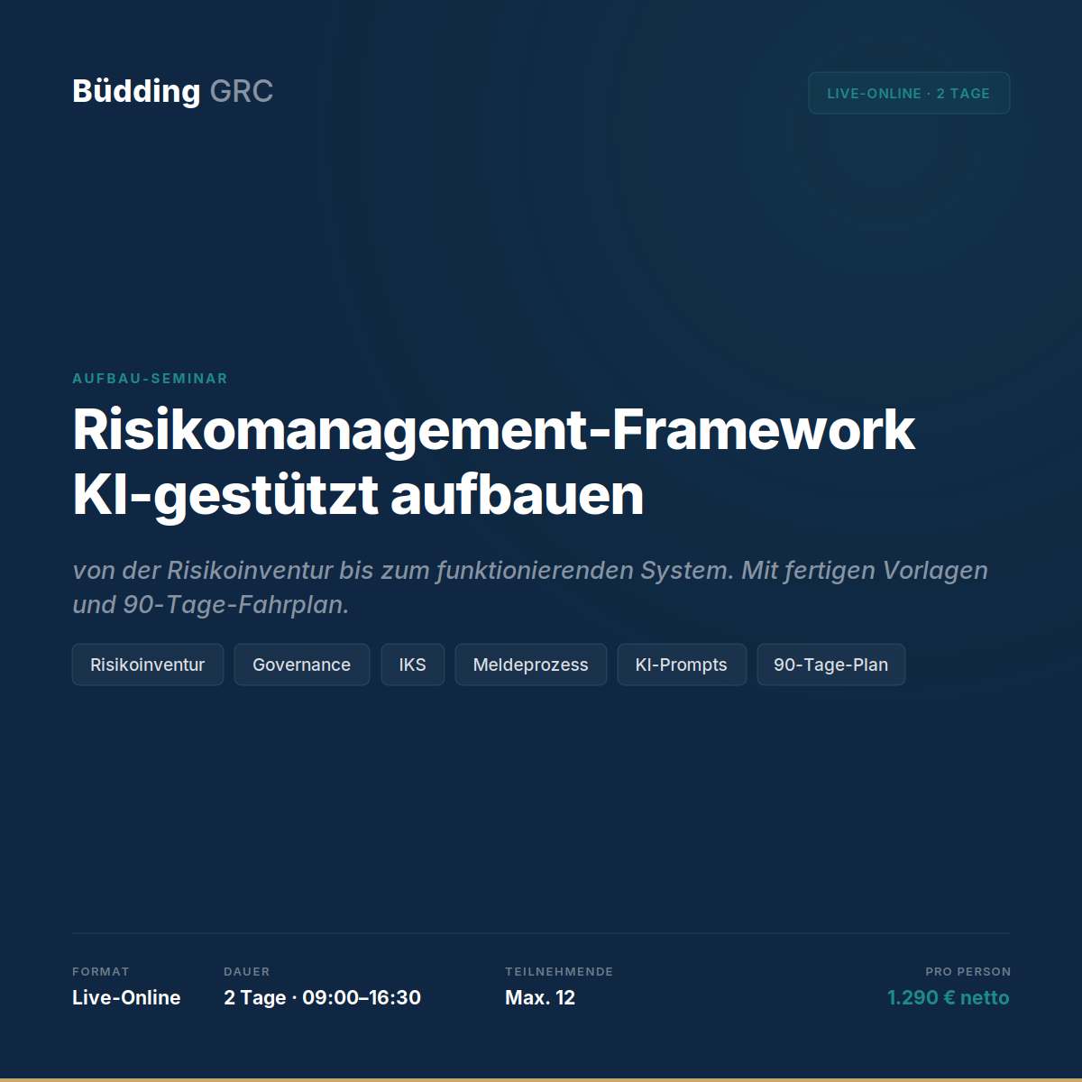 2-Tages-Seminar: Risikomanagement-Framework KI-gestützt aufbauen