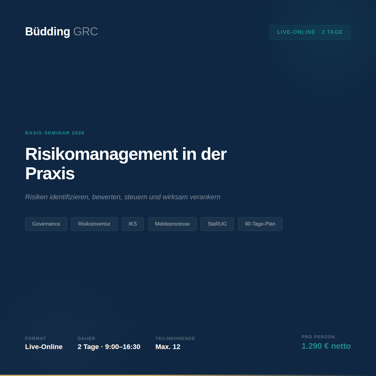 2-Tages-Seminar: Risikomanagement in der Praxis